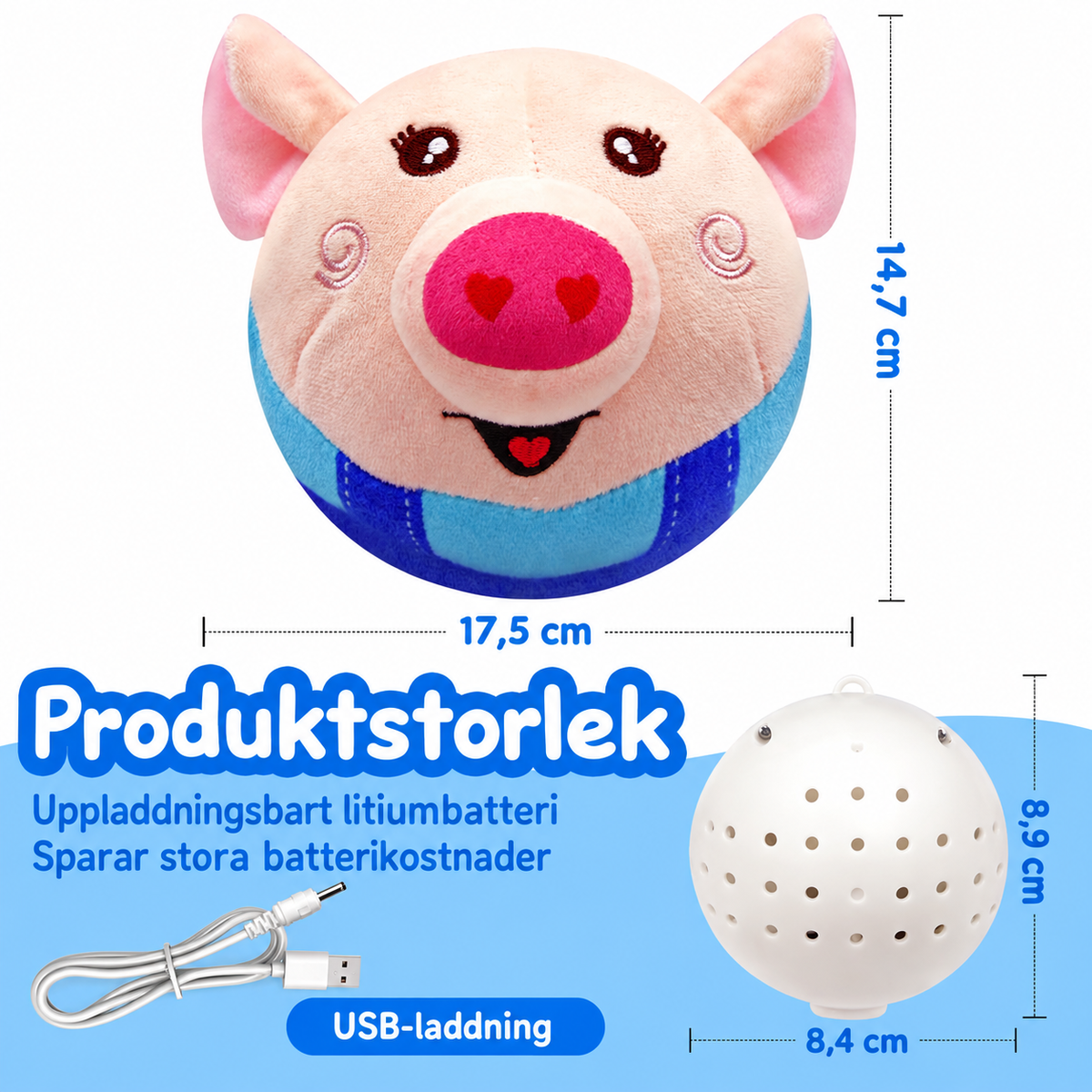 PiggyToy hundleksak - mjukt tvättbart plyschöverdrag